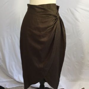 Brown linen skirt with split